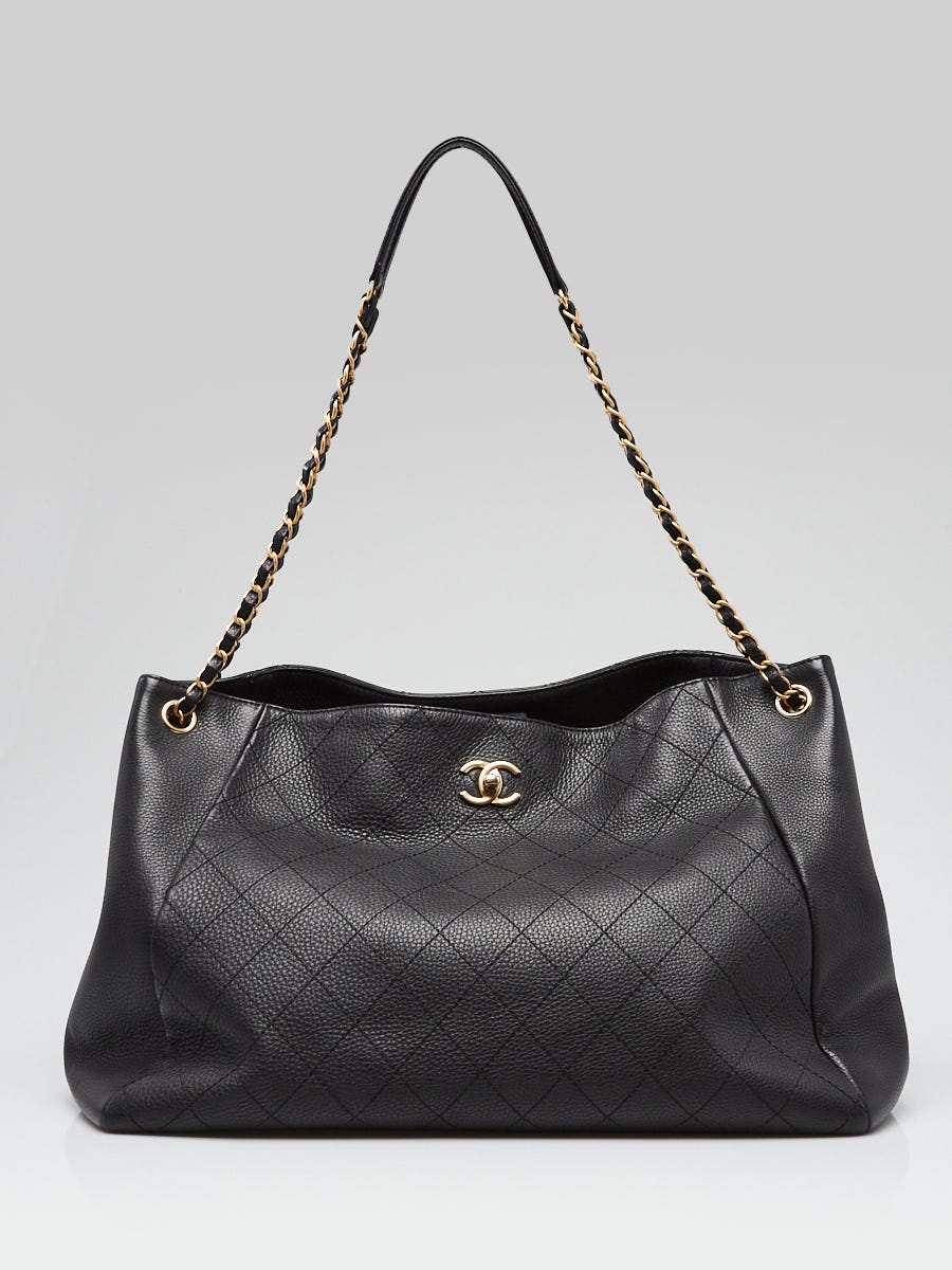 Chanel Black Quilted Caviar Leather Supple Rock Shopping Tote Bag - Yoogi's  Closet