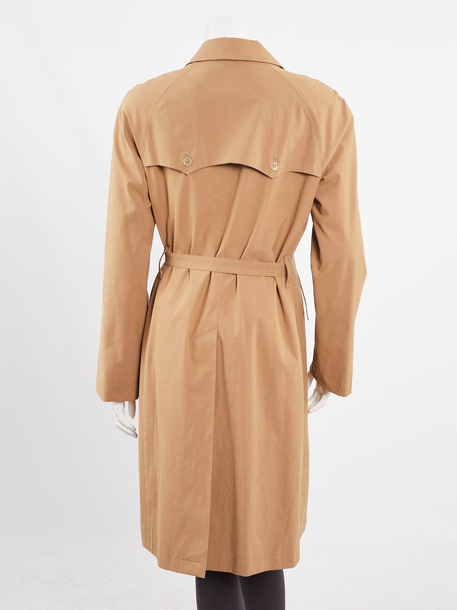 Burberry London Beige Cotton Blend Long Trench Coat Size 8