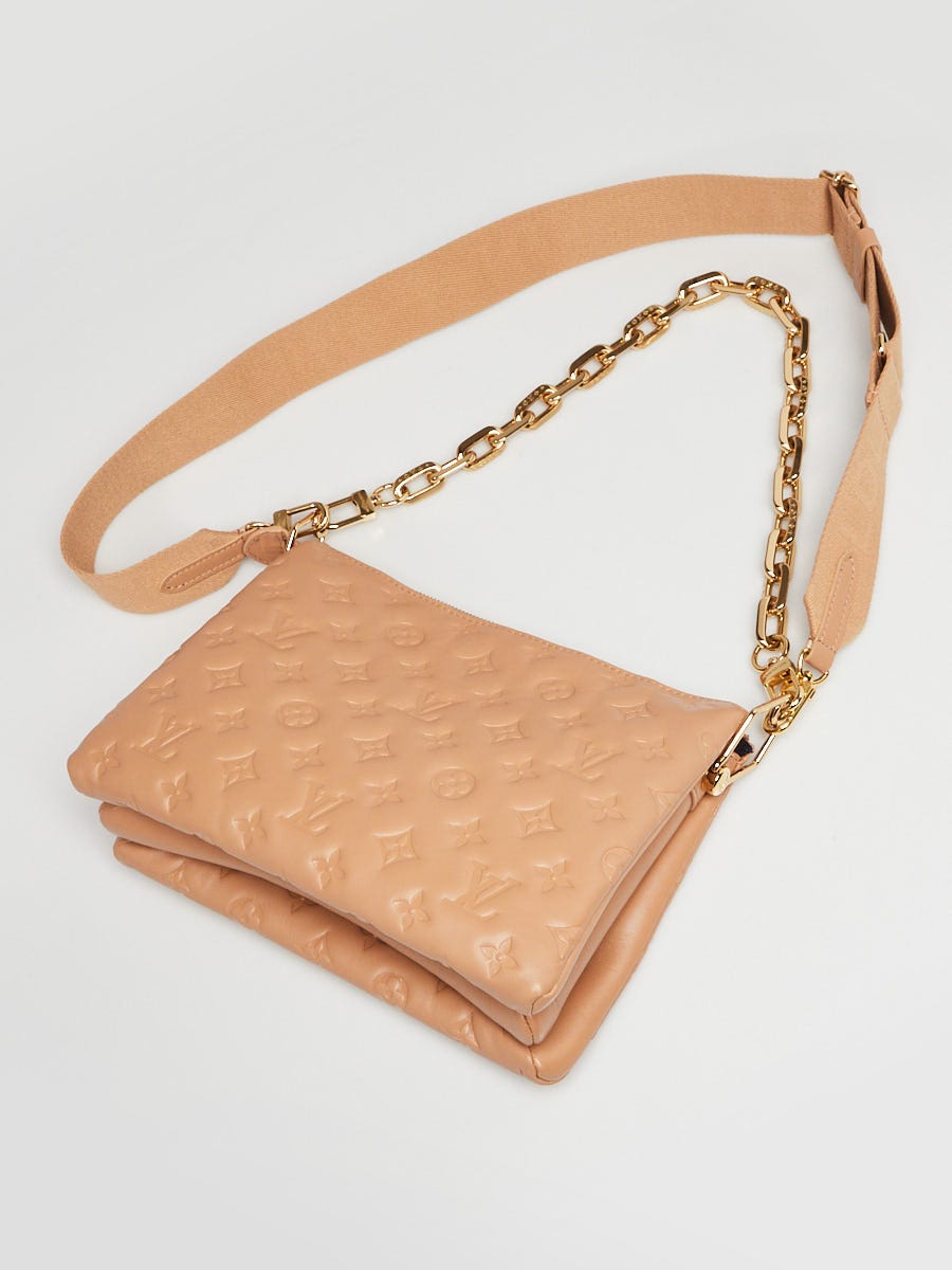 Louis Vuitton Camel Monogram Embossed Lambskin Leather Coussin PM