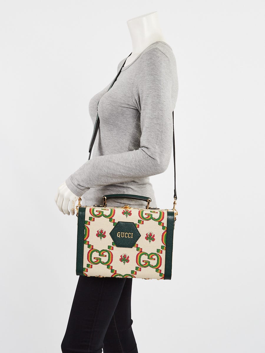 Gucci Green/Beige Canvas/Leather 100 Years Crossbody Box Bag