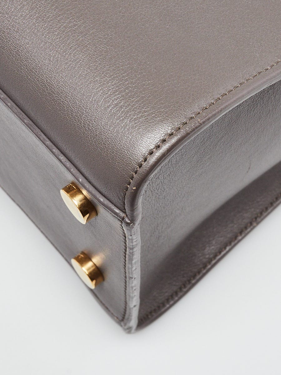 Yves Saint Laurent Grey Leather Small Monogram Cabas Bag | Yoogi's