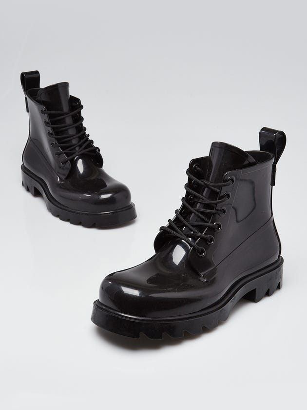 Bottega Black Rubber Stride Lace Up Boots Size 9.5/40