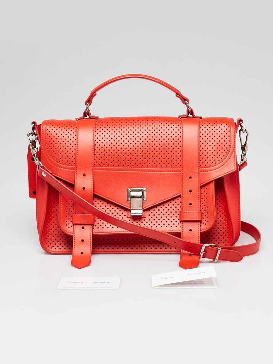 Proenza Schouler Red Perforated Leather Medium PS1 Satchel Bag