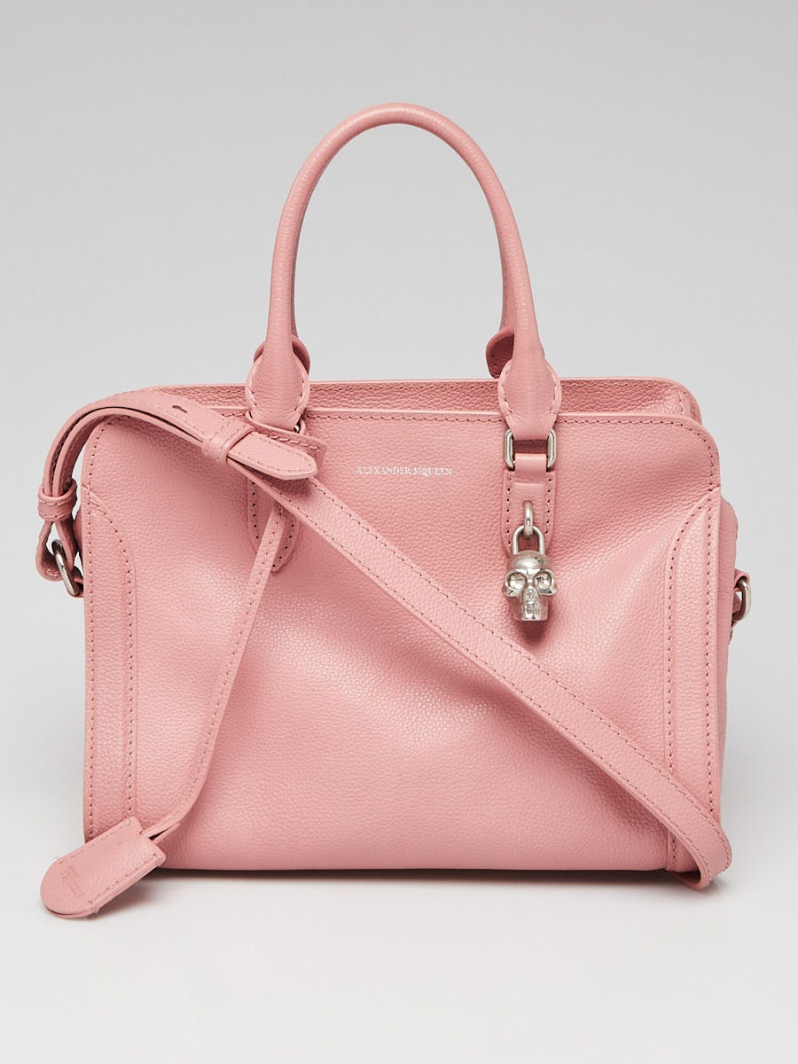 Alexander McQueen Pink Calfskin Leather Small Padlock Zip Tote Bag 