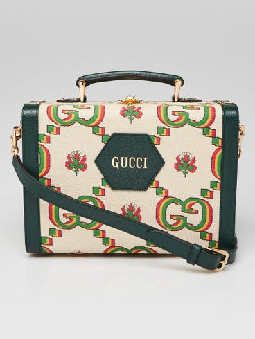 Gucci Green/Beige Canvas/Leather 100 Years Crossbody Box Bag