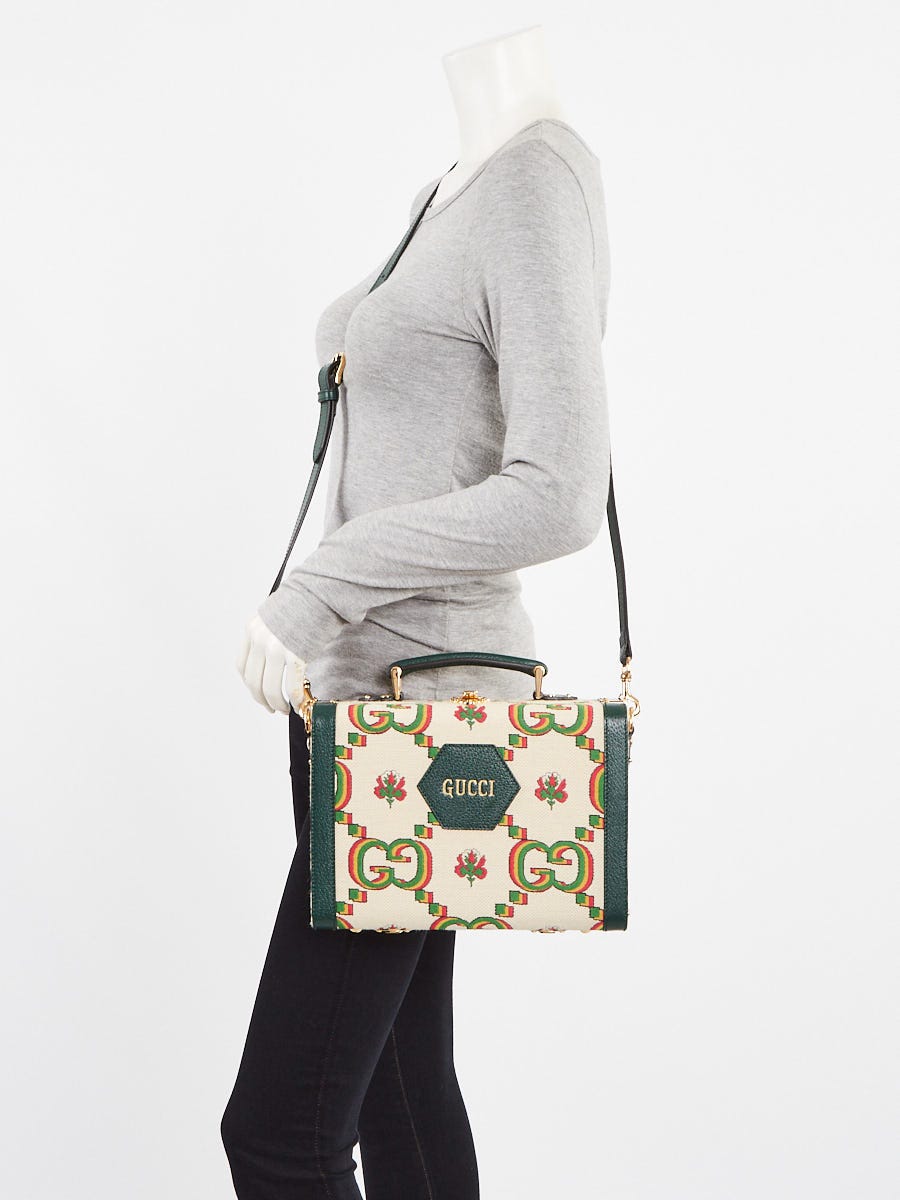 Gucci Green/Beige Canvas/Leather 100 Years Crossbody Box Bag