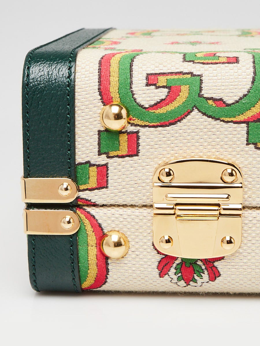 Gucci Green/Beige Canvas/Leather 100 Years Crossbody Box Bag  display picture 3