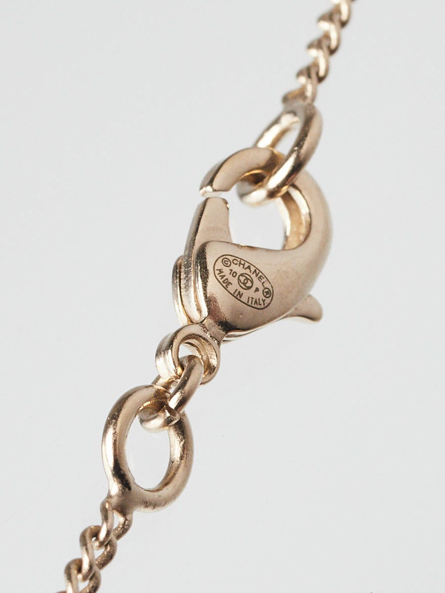 Chanel Goldtone and Crystal Coco CC Heart Pendant Necklace Chanel Goldtone and Crystal Coco CC Heart Pendant Necklace