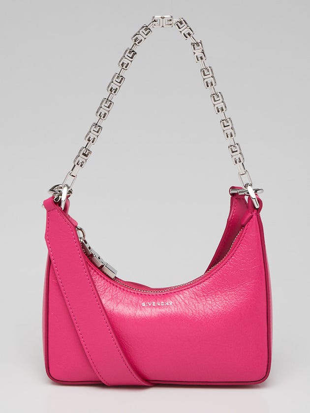 Givenchy Hot Pink Smooth Leather Mini Moon Cut Out Shoulder Bag