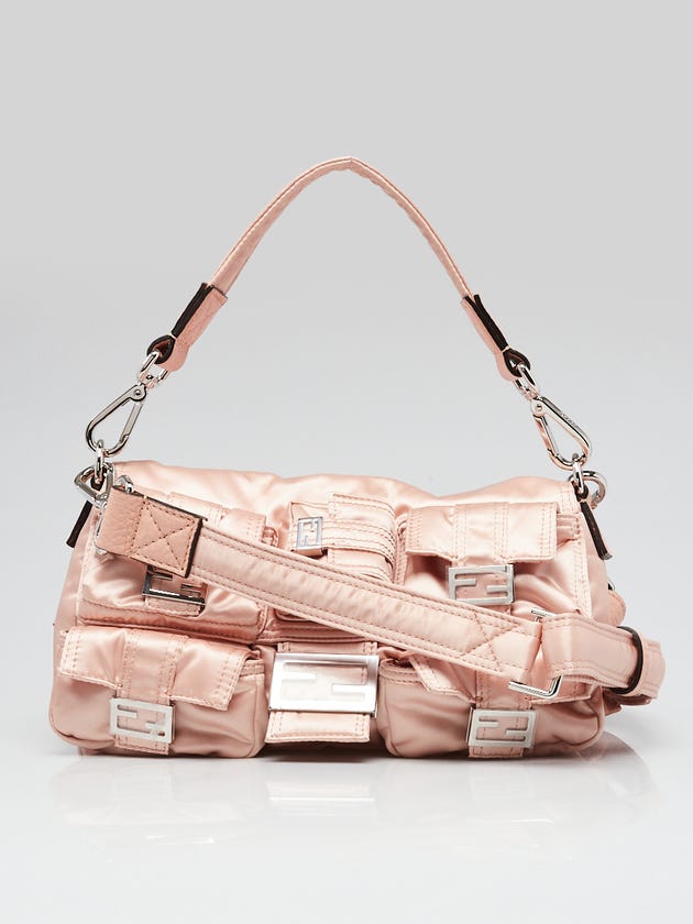 Fendi Baby Pink Nylon Convertible Multipocket Belt Baguette Bag 8BR808