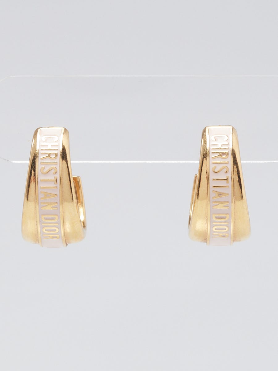 Clair D Lune Earrings Gold-Finish Metal and White Crystals