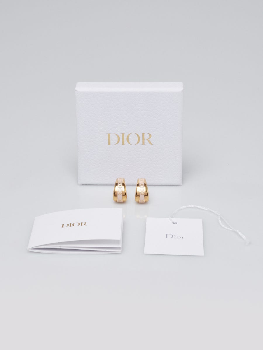 Christian Dior Goldtone Metal Lacquer Dior Code Hoop