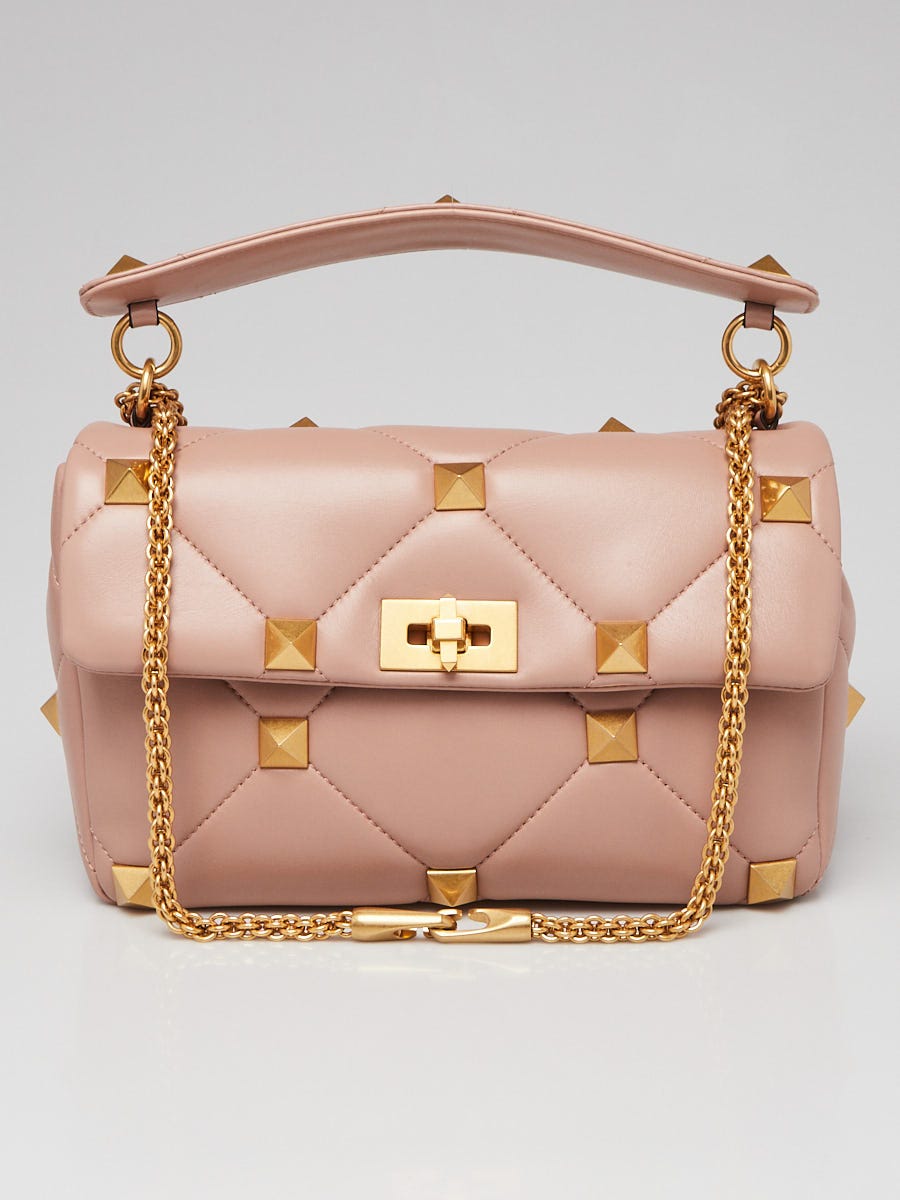 Valentino Rose Canelle Nappa Leather Roman Stud Medium Shoulder