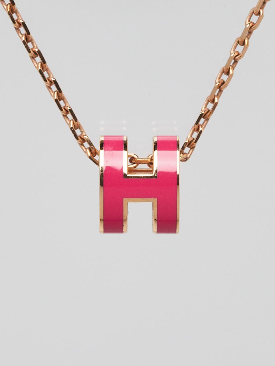 Hermes Pop H Mini Maroon Glace Lacquer Rose Gold Plated Pendant – STYLISHTOP