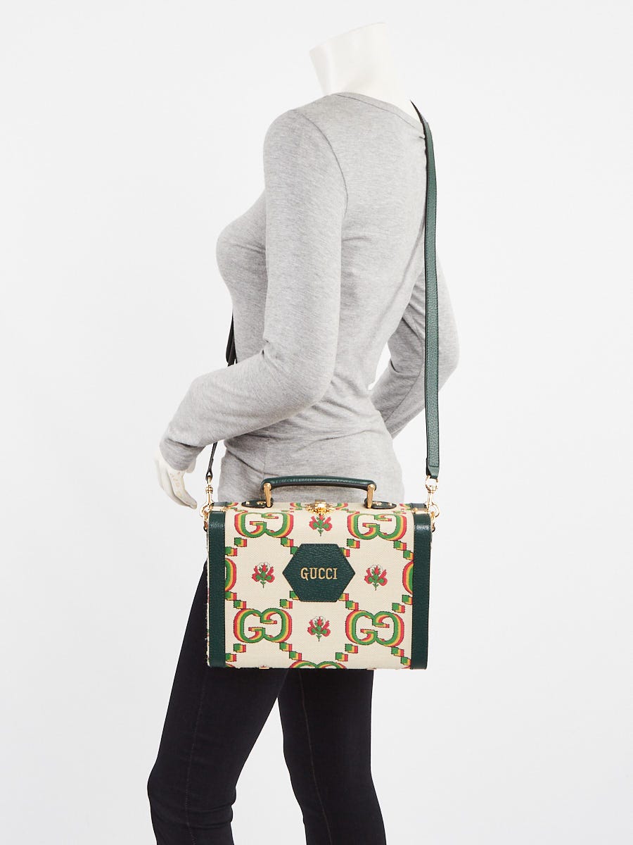 Gucci Green/Beige Canvas/Leather 100 Years Crossbody Box Bag