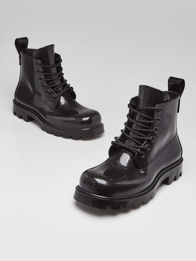 Bottega Black Rubber Stride Lace Up Boots Size 9.5/40