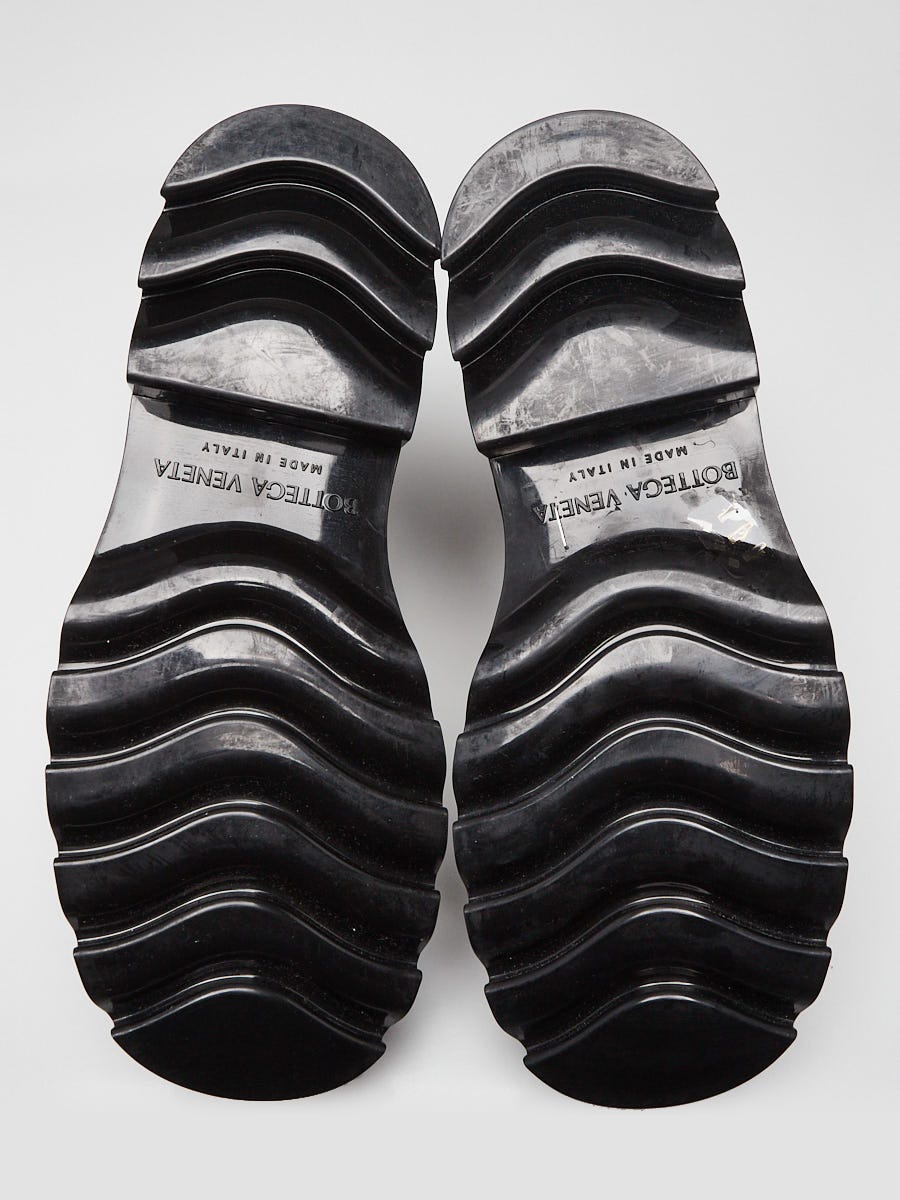 Bottega Black Rubber Stride Lace Up Boots Size 9.5/40