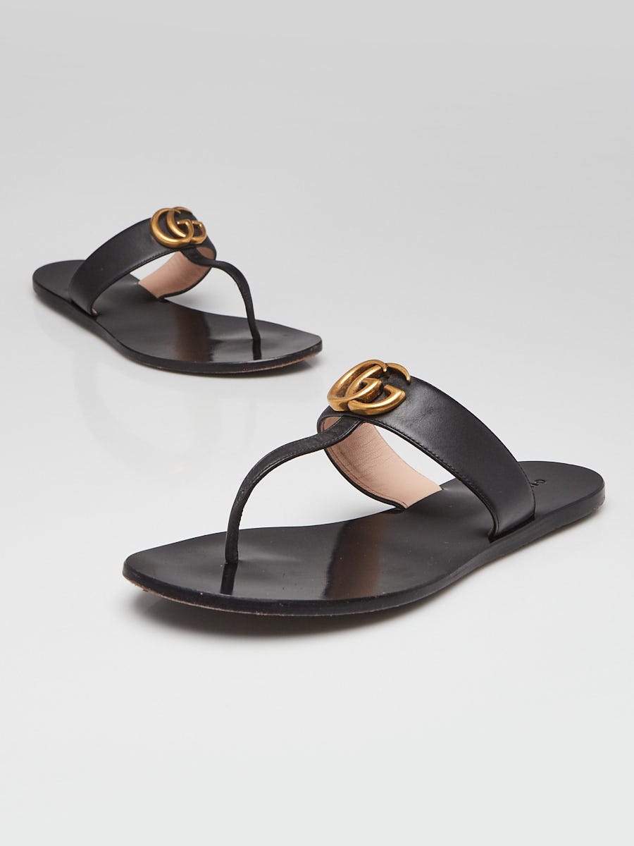 GG THONG SANDALS 25S IN BLACK LAMBSKIN WITH GOLD HARDWARE main image 1