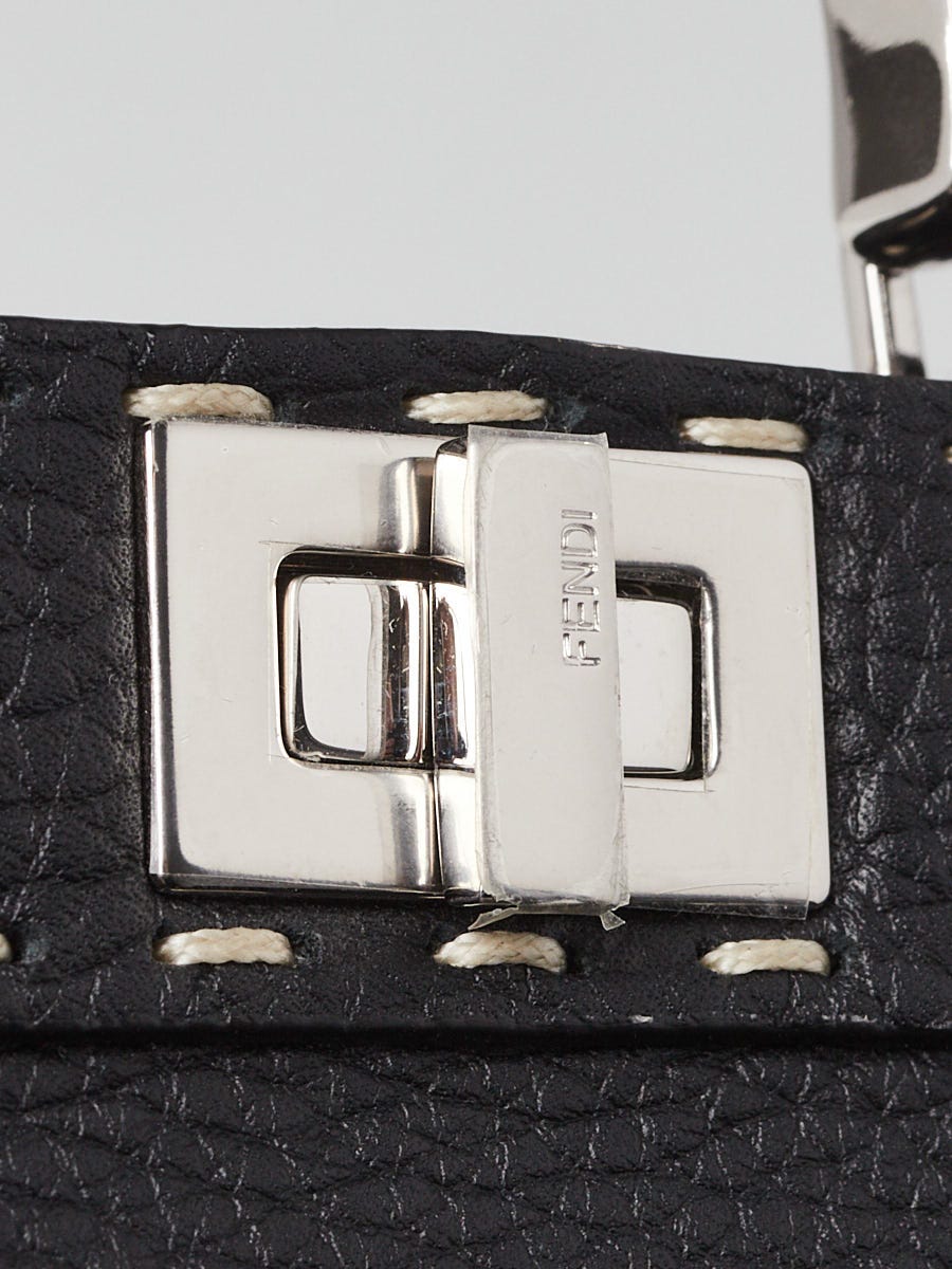 Fendi Black Selleria Leather/Snakeskin Nano Peekaboo Maxi Handle