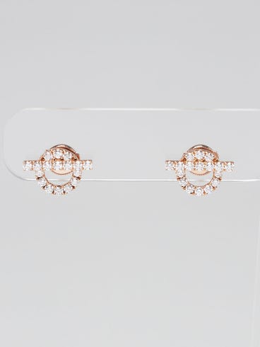 Hermes 18k Rose Gold And Diamond Finesse Stud Earrings