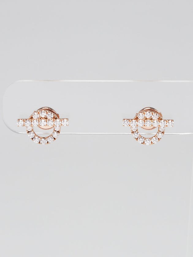 Hermes 18k Rose Gold And Diamond Finesse Stud Earrings