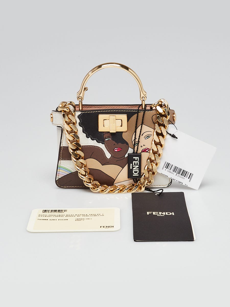 【FENDI】Nano Peekaboo Maxi Handle ★関税送料込み FENDI Nappa Rainbow Inlay Nano Peekaboo Maxi Handle Satchel