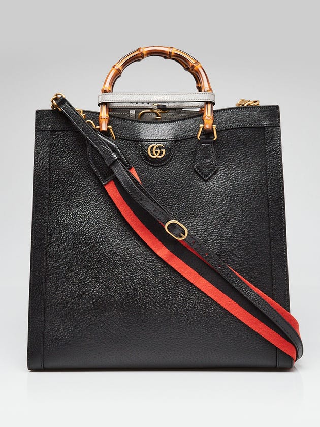 Gucci Black Leather Large Diana Tote Bag