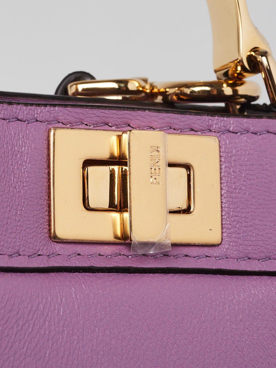 Fendi Purple Smooth Leather Nano Peekaboo Maxi Handle Bag