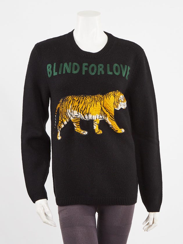 Gucci Black Wool 'Blind for Love' Sweater Size XS
