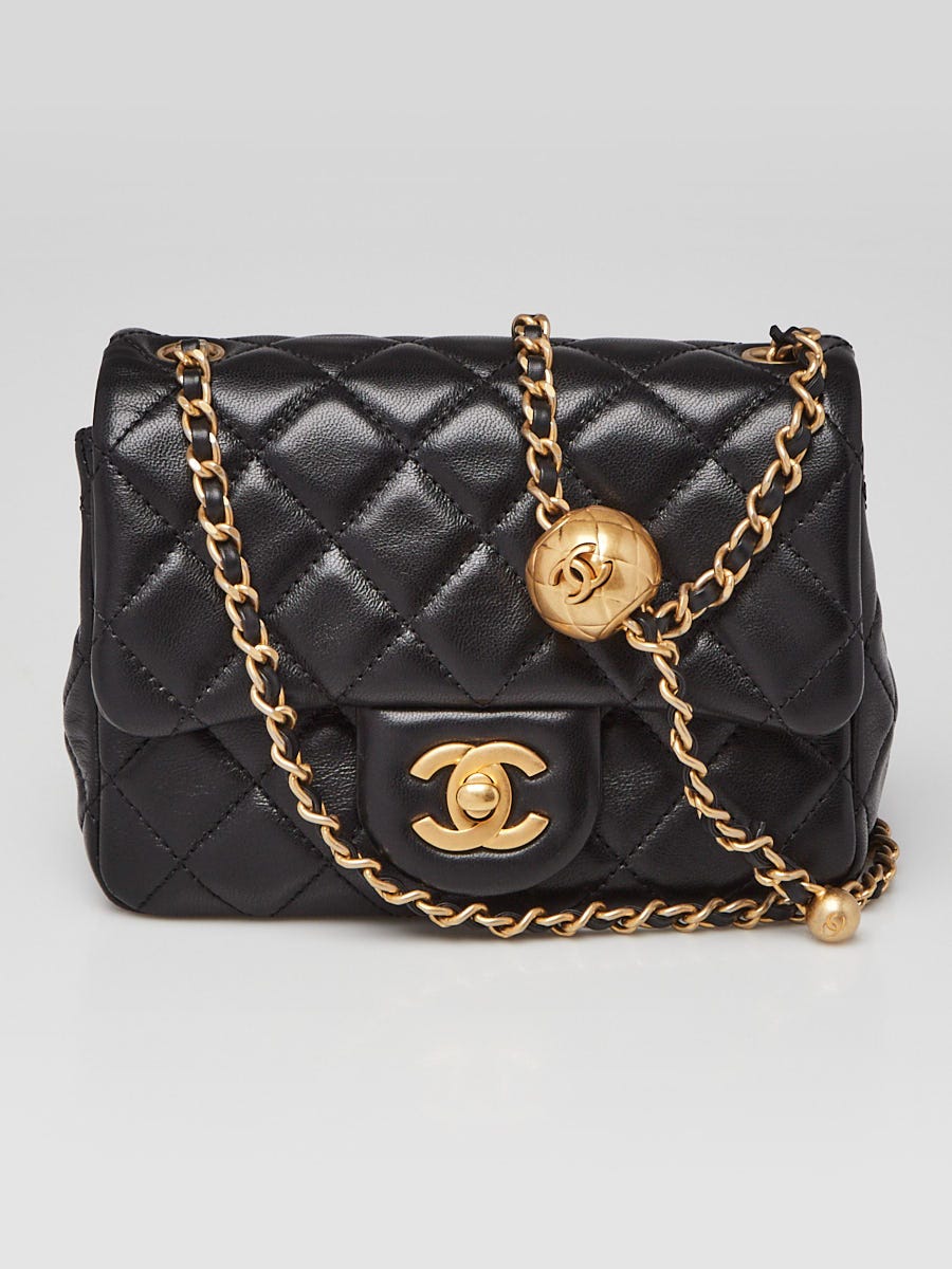 Chanel Black Quilted Lambskin Leather Pearl Crush Square Mini Flap Bag Yoogi s Closet