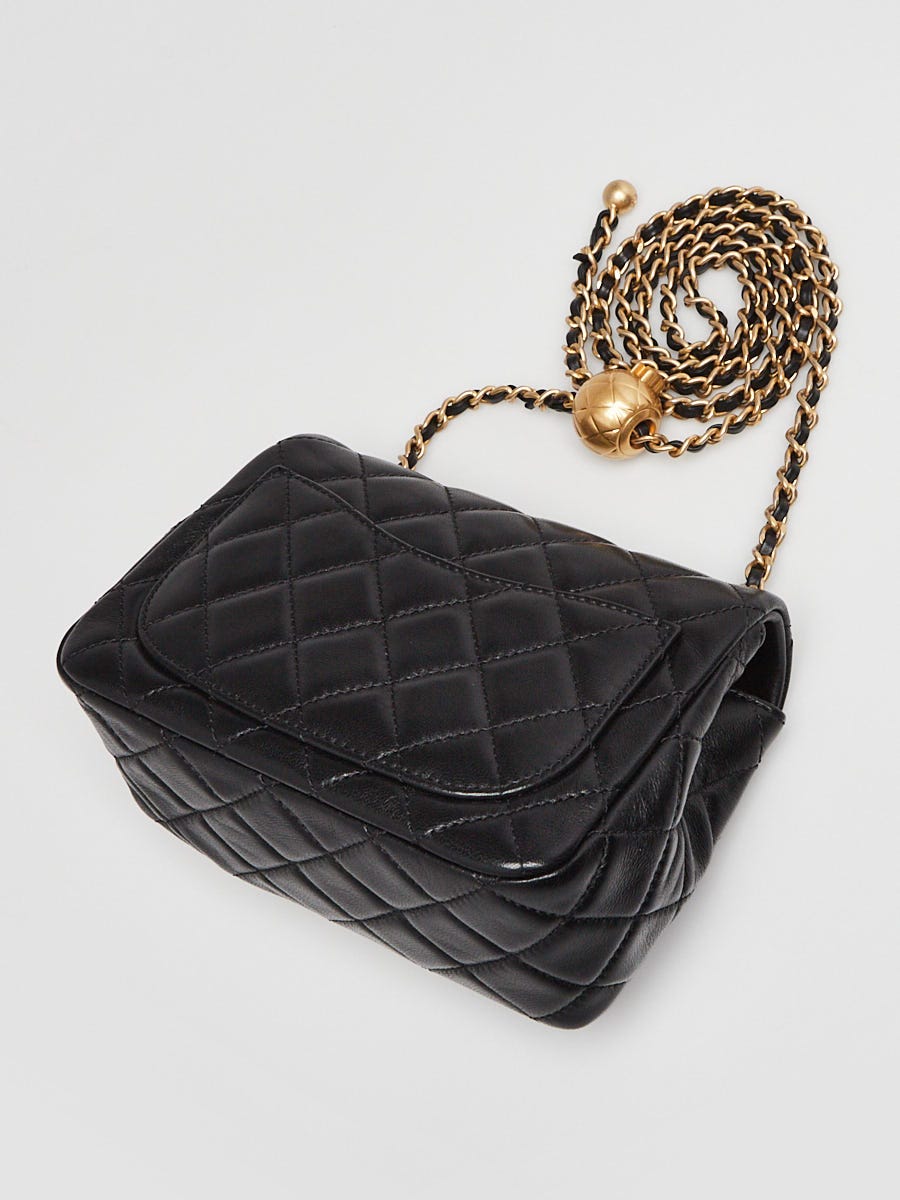 Chanel Black Quilted Lambskin Leather Pearl Crush Square Mini Flap