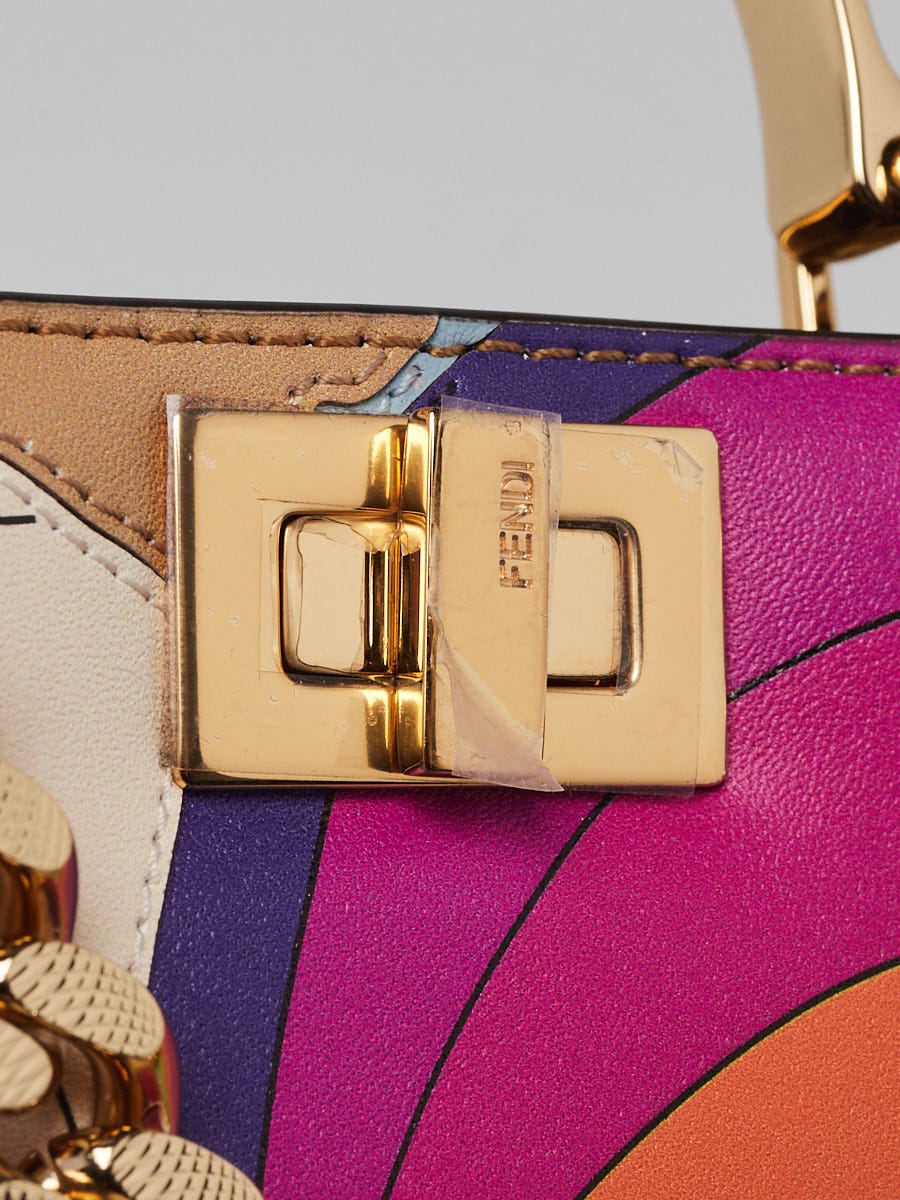 【FENDI】Nano Peekaboo Maxi Handle ★関税送料込み FENDI Nappa Rainbow Inlay Nano Peekaboo Maxi Handle Satchel