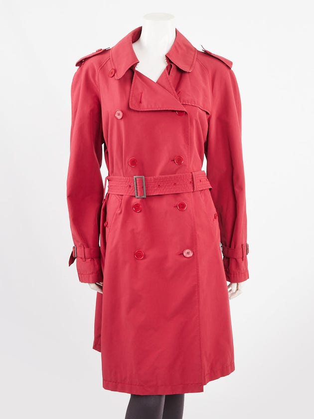 Burberry Red Cotton Nylon Blend Trench Coat Size XL