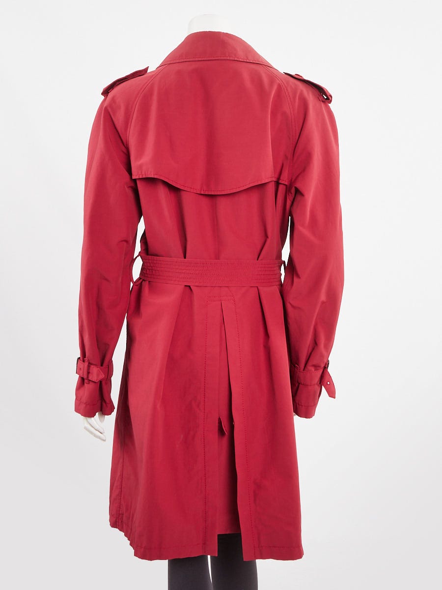 Burberry Red Cotton Nylon Blend Trench Coat Size XL