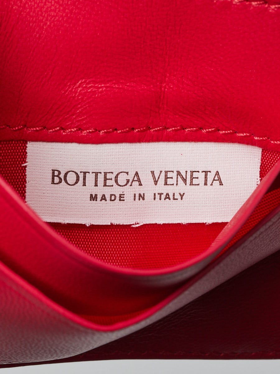 Bottega Veneta Red Embossed Leather Card Case | Yoogi's Closet