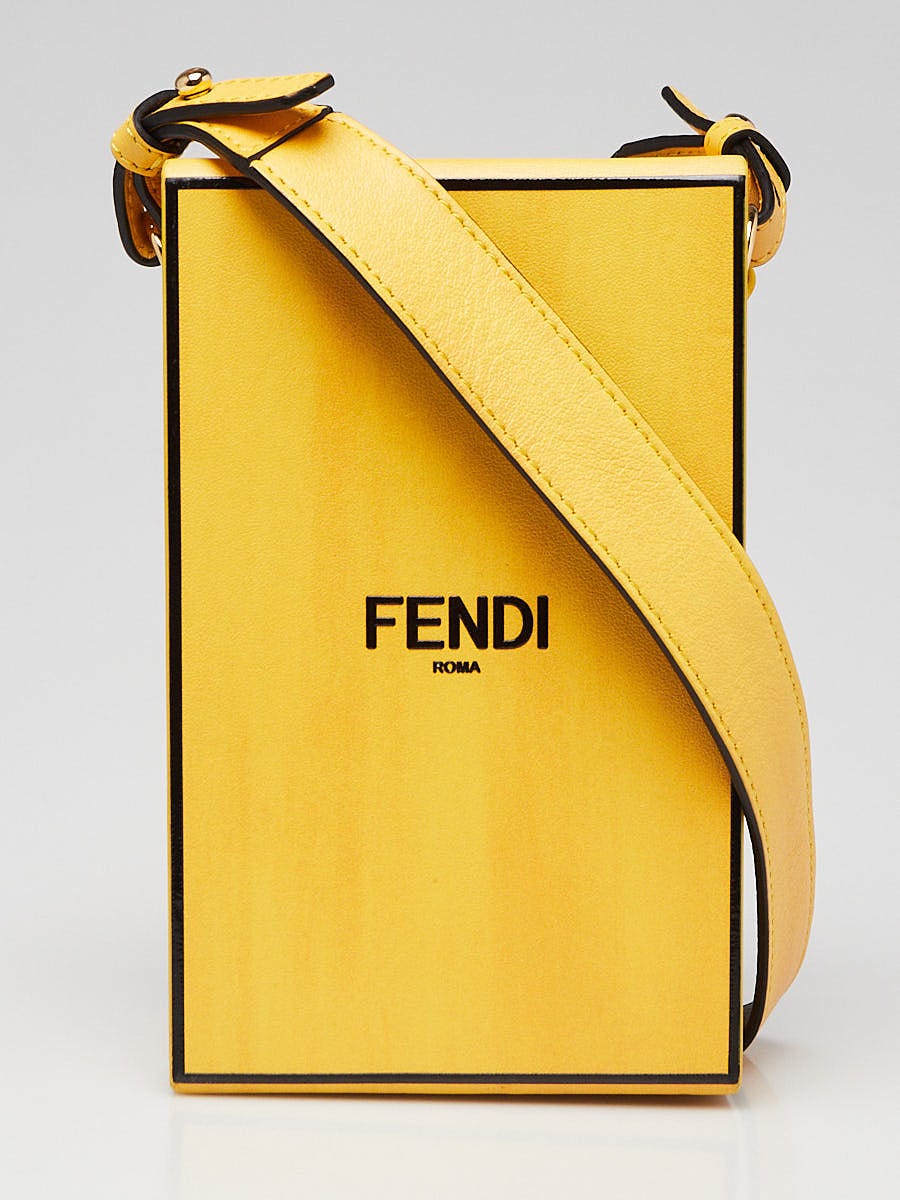 Fendi Yellow Vitello Leather Vertical Box Crossbody Bag