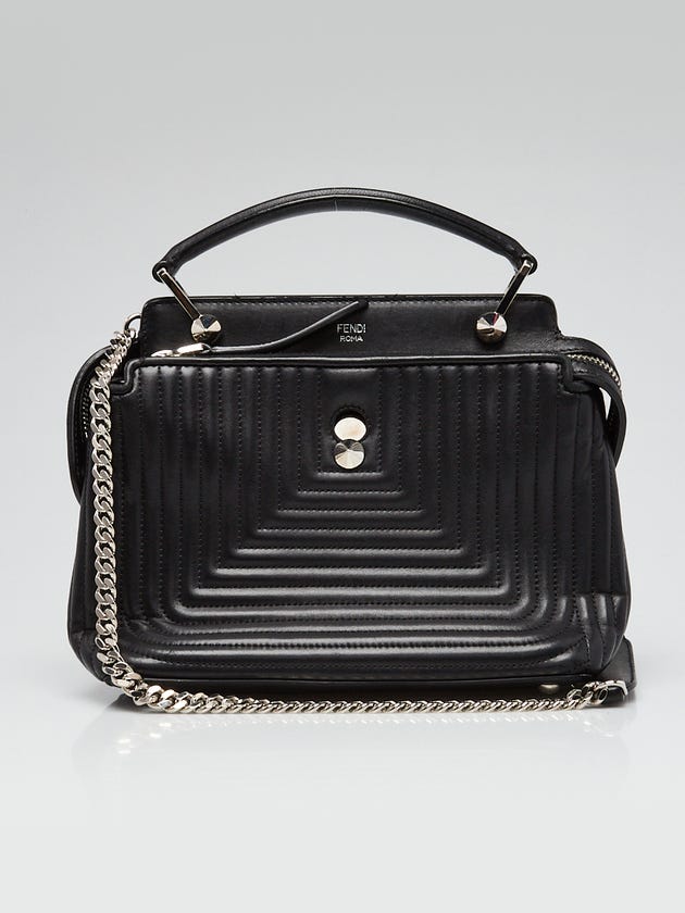 Fendi Black Quilted Lambskin Leather Dotcom Click Small Shoulder Bag - 8BN299