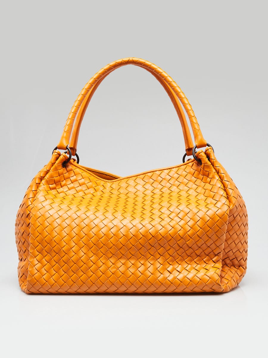 Bottega Veneta Orange Intrecciato Woven Nappa Leather