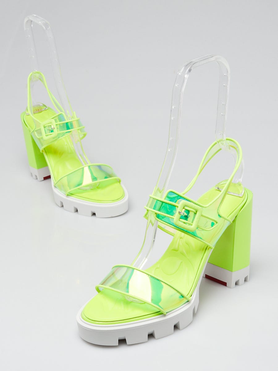 Christian Louboutin Fluo Green PVC/Leather Loubi Duniss Lug