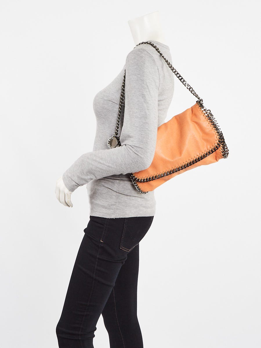 Stella McCartney Orange Shaggy Deer Faux Leather Falabella Flap Shoulder Bag