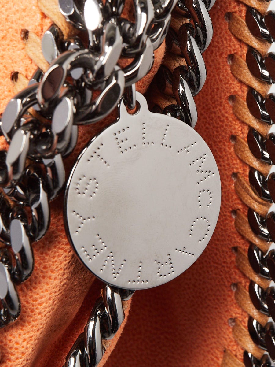Stella McCartney Orange Shaggy Deer Faux Leather Falabella Flap
