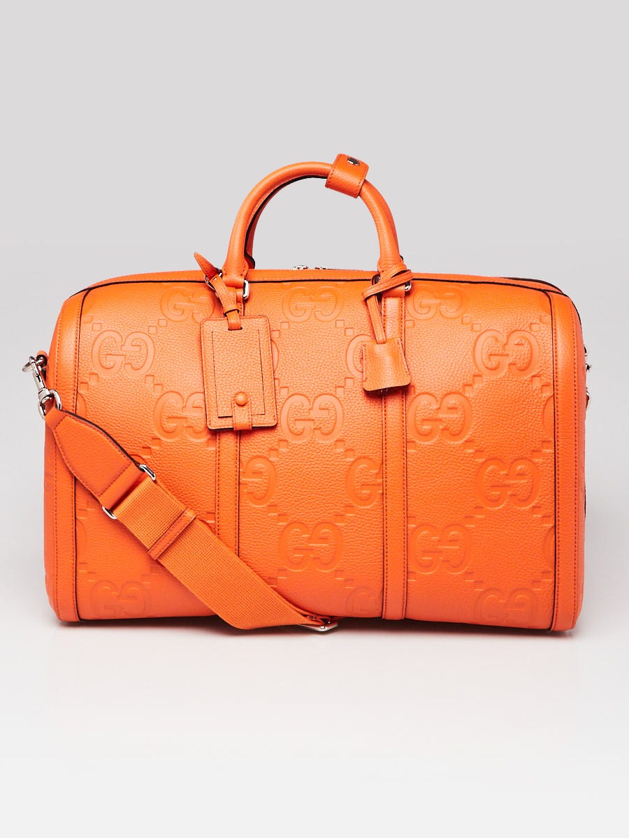 Gucci Orange Jumbo GG Embossed Leather Small Duffle Bag | Yoogi's