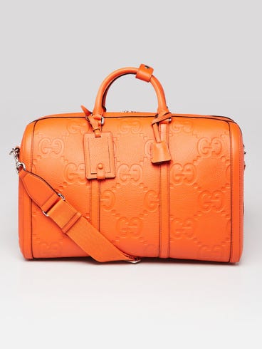 Gucci Orange Jumbo GG Embossed Leather Small Duffle Bag