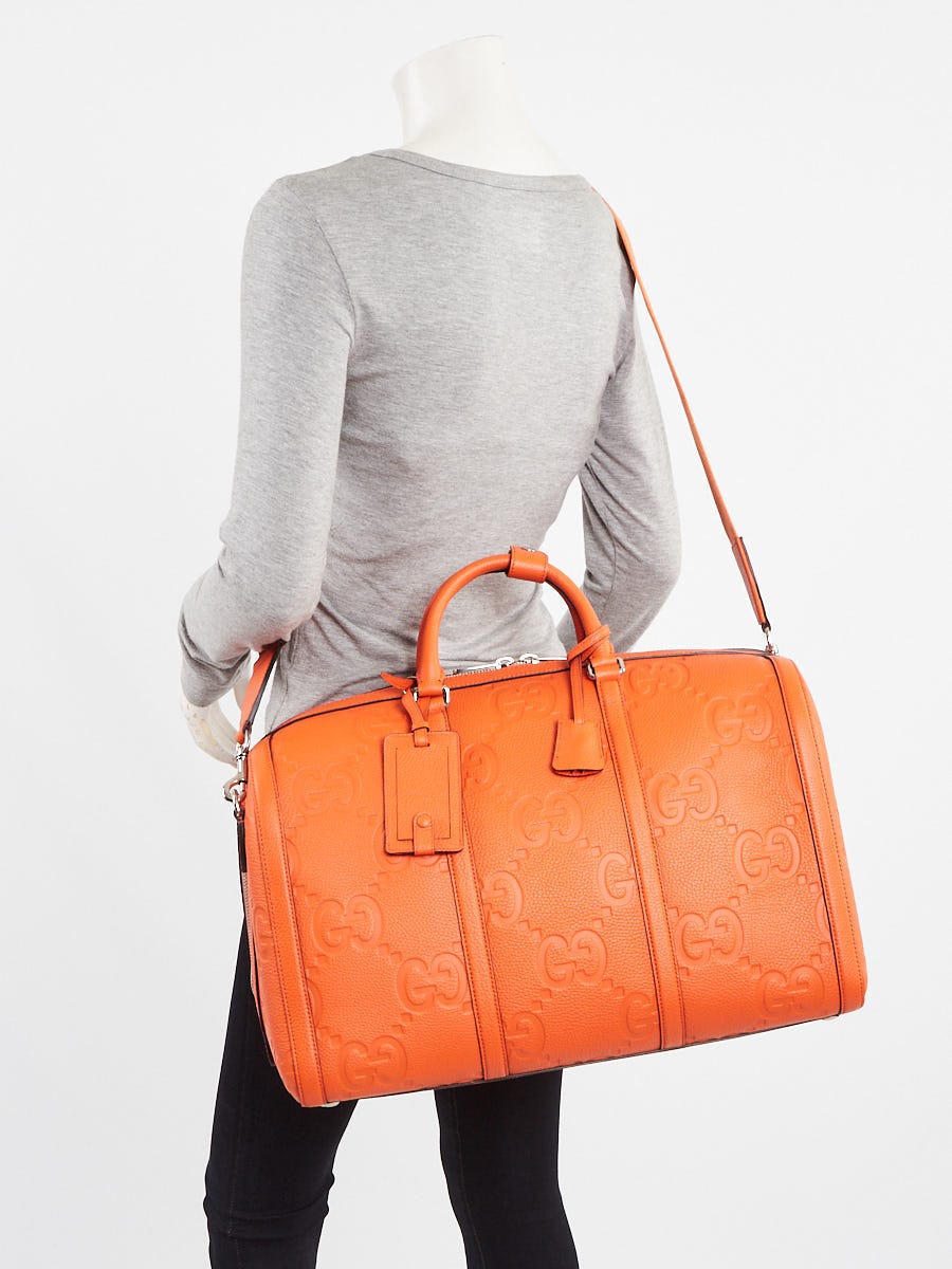 Gucci Orange Jumbo GG Embossed Leather Small Duffle Bag