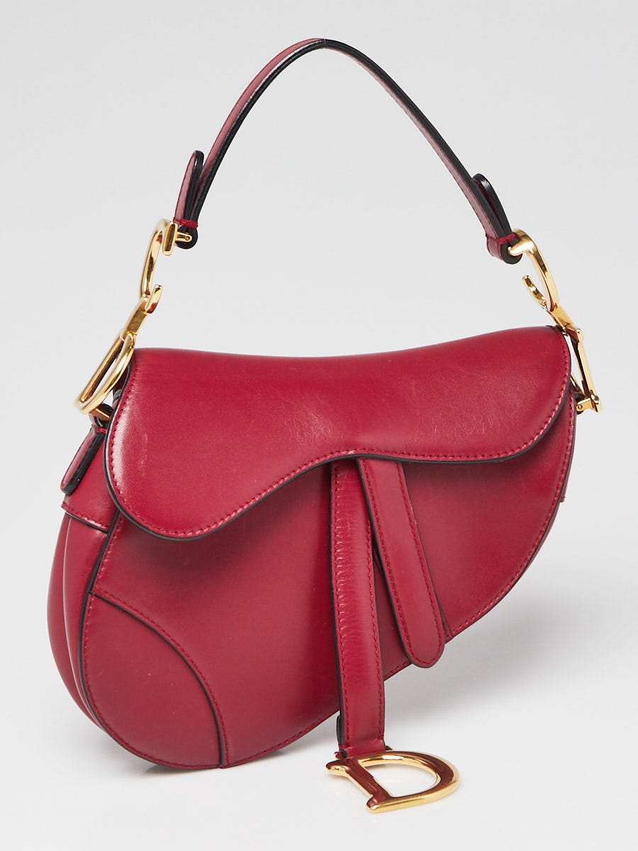 Christian Dior Red Smooth Leather Mini Saddle Bag Yoogi s Closet