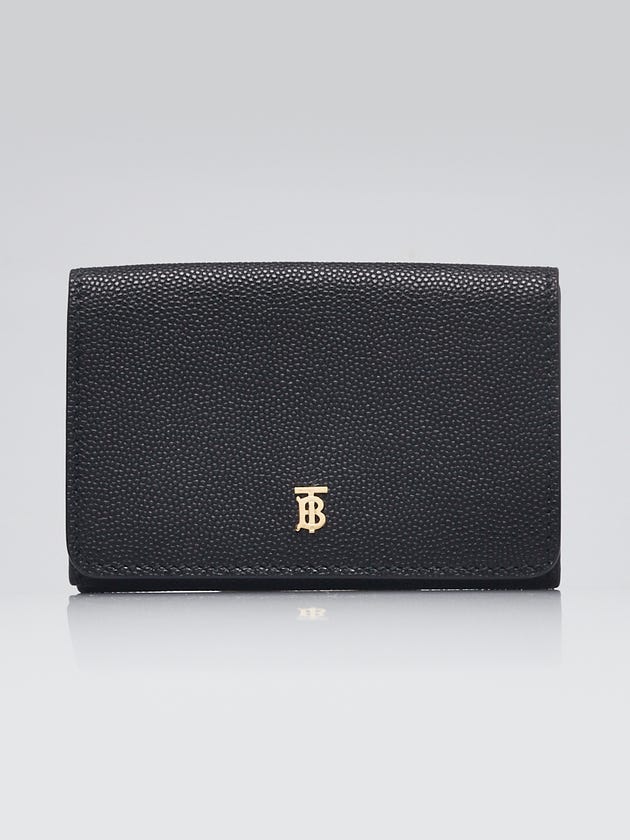 Burberry Black Grainy Leather Lark TB Compact Wallet