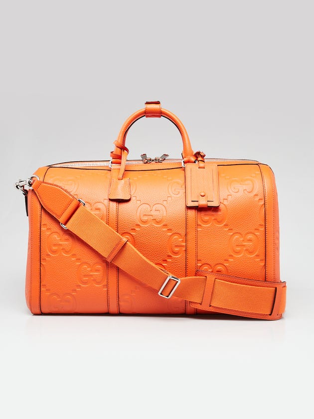 Gucci Orange Jumbo GG Embossed Leather Small Duffle Bag