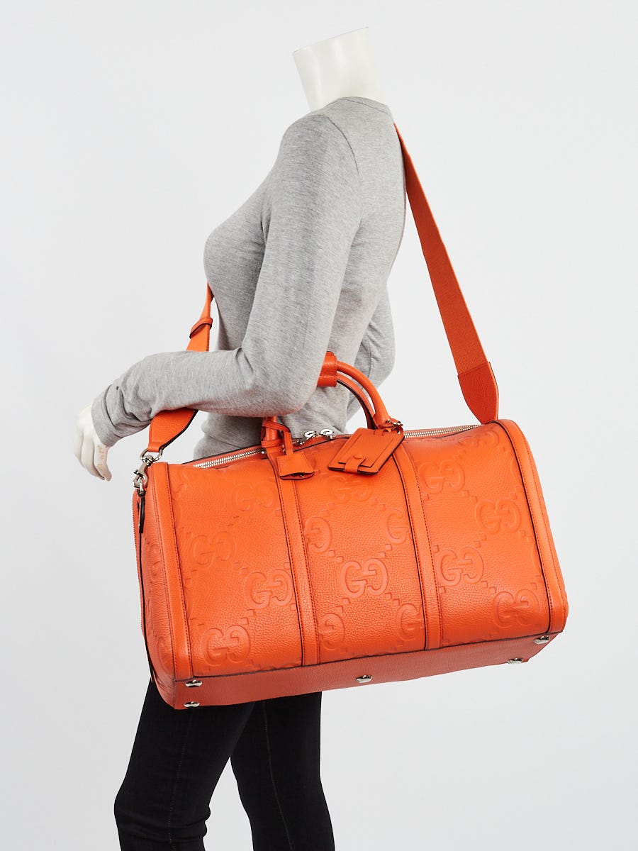 Gucci Orange Jumbo GG Embossed Leather Small Duffle Bag