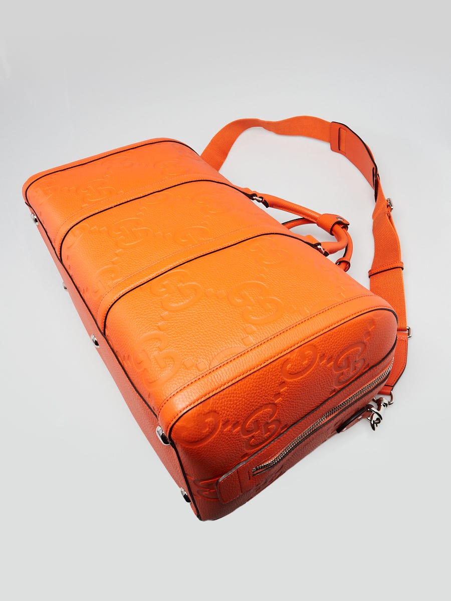 Gucci Orange Jumbo GG Embossed Leather Small Duffle Bag | Yoogi's