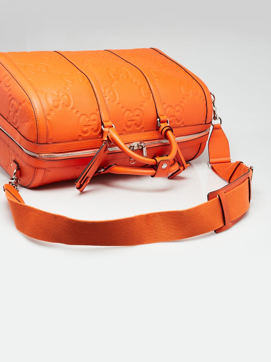 Gucci Orange Jumbo GG Embossed Leather Small Duffle Bag | Yoogi's